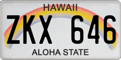 HI license plate ZKX646