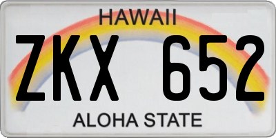 HI license plate ZKX652