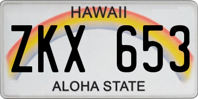HI license plate ZKX653