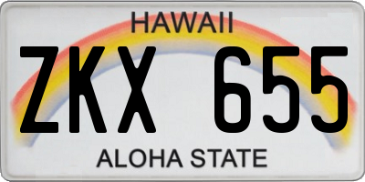 HI license plate ZKX655