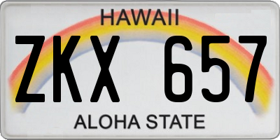 HI license plate ZKX657