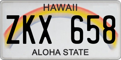 HI license plate ZKX658