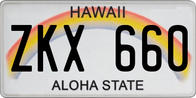 HI license plate ZKX660
