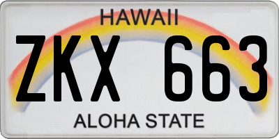 HI license plate ZKX663