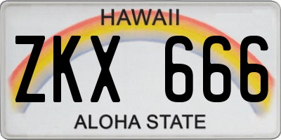 HI license plate ZKX666