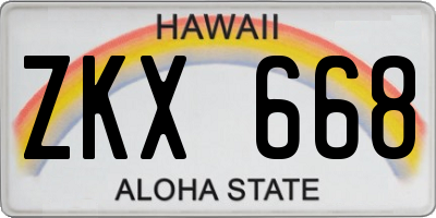 HI license plate ZKX668