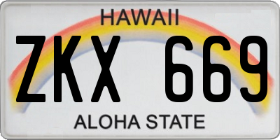 HI license plate ZKX669