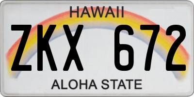 HI license plate ZKX672