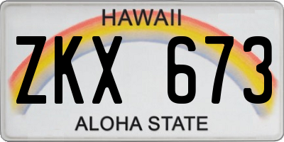 HI license plate ZKX673