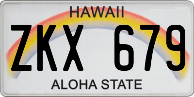 HI license plate ZKX679