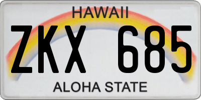 HI license plate ZKX685