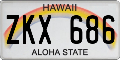 HI license plate ZKX686