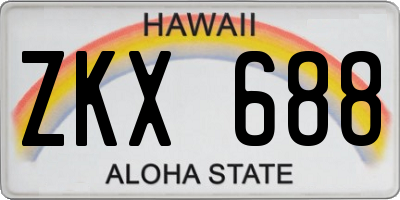HI license plate ZKX688