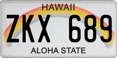 HI license plate ZKX689