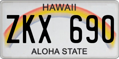 HI license plate ZKX690