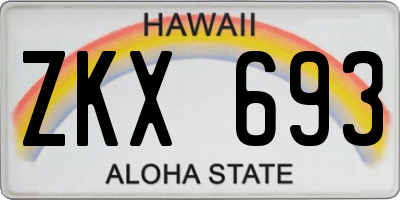 HI license plate ZKX693