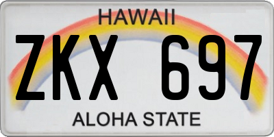 HI license plate ZKX697