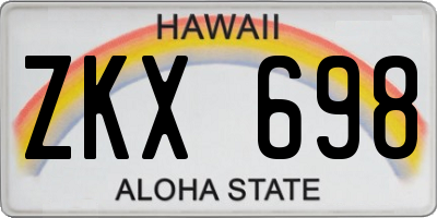 HI license plate ZKX698