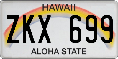 HI license plate ZKX699