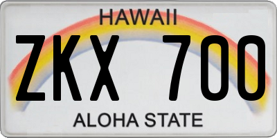 HI license plate ZKX700