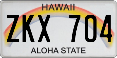 HI license plate ZKX704