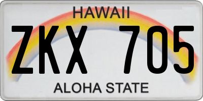 HI license plate ZKX705