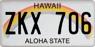 HI license plate ZKX706