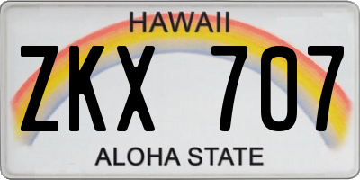 HI license plate ZKX707