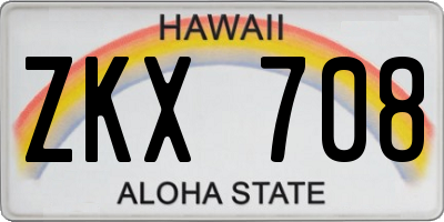 HI license plate ZKX708