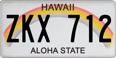 HI license plate ZKX712