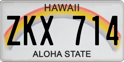 HI license plate ZKX714