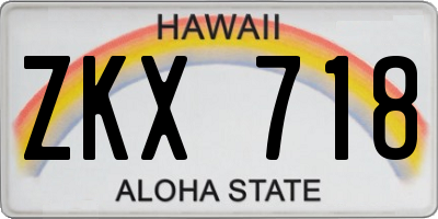 HI license plate ZKX718