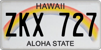 HI license plate ZKX727