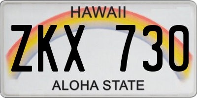 HI license plate ZKX730