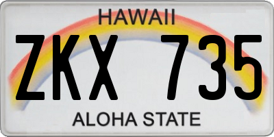 HI license plate ZKX735