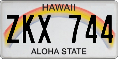 HI license plate ZKX744