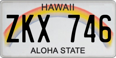 HI license plate ZKX746