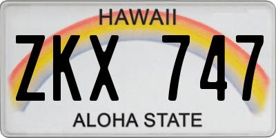HI license plate ZKX747