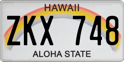 HI license plate ZKX748