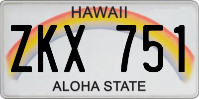 HI license plate ZKX751