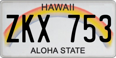 HI license plate ZKX753