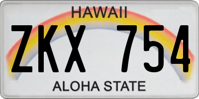HI license plate ZKX754
