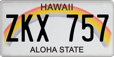 HI license plate ZKX757