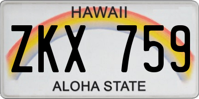 HI license plate ZKX759