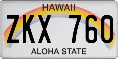 HI license plate ZKX760