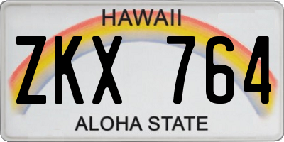 HI license plate ZKX764