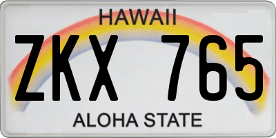 HI license plate ZKX765