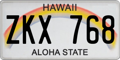 HI license plate ZKX768