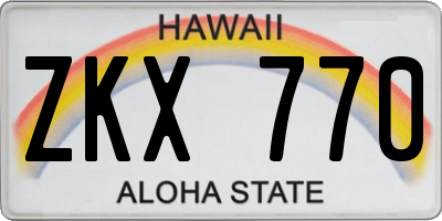 HI license plate ZKX770
