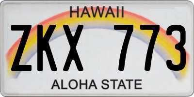 HI license plate ZKX773